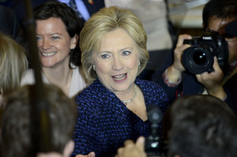 Hillary Clinton, campaigning this week in Iowa ahead of the Feb. 1 caucuses, has taken increasing credit for the Affordable Care Act in recent days. Photo by Mike Theiler/UPI