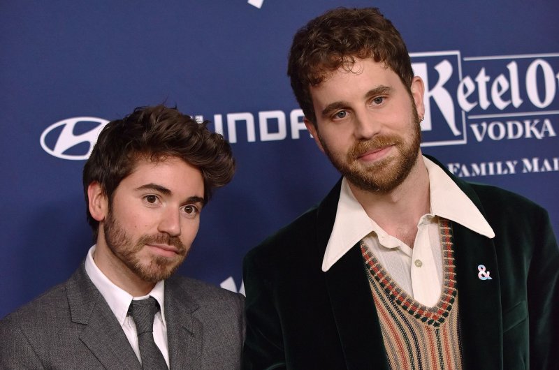 Ben Platt (R) and Noah Galvin arrive on the red carpet for the 33rd Annual GLAAD Media Awards at the Beverly Hilton in Beverly Hills, Calif. in 2022. File Photo by Chris Chew/UPI
