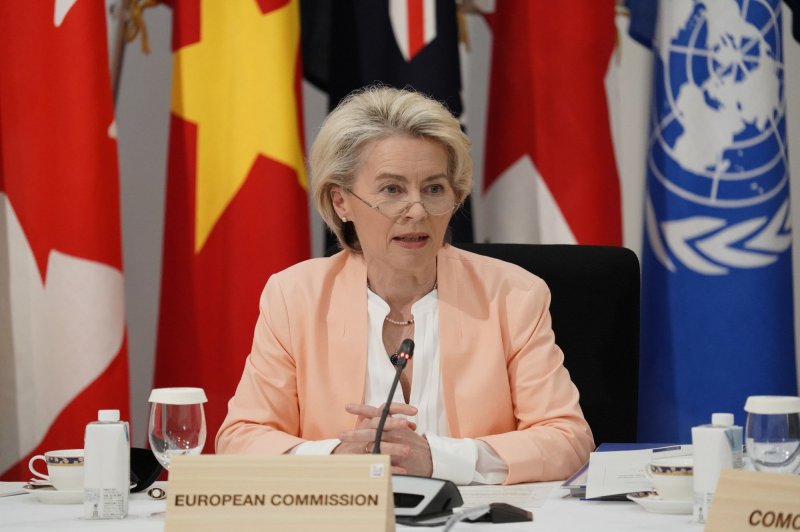 European Commission President Ursula von der Leyen said the investigation will look into whether subsidies were paid to Europe's electric vehicle industry to saturate the market with "cheaper" Chinese EVs. Photo by G7 Hiroshima Summit/ UPI