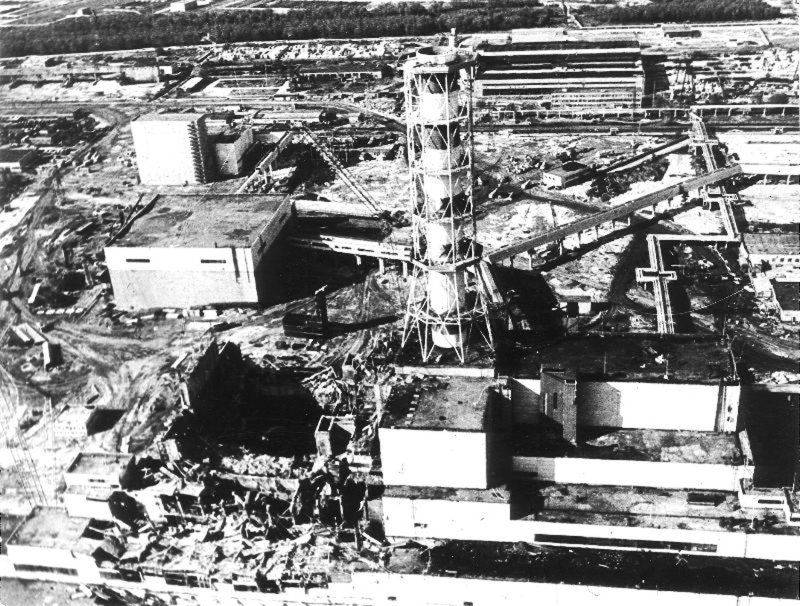 The Chernobyl Nuclear Power Plant in the Ukraine, following the April 26, 1986 explosion. UPI/INS