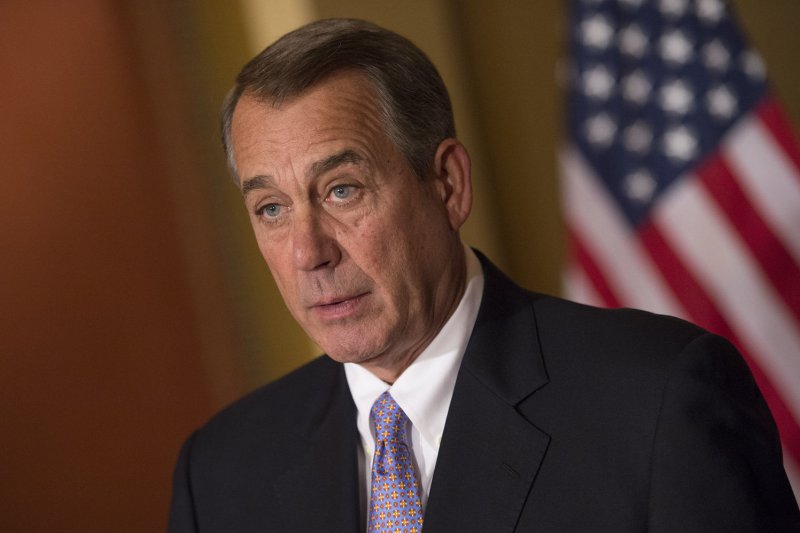 Speaker of the House John Boehner, R-Ohio, said Rep. Michael Grimm, R-N.Y., is acting in the best interests of his constituents by resigning. UPI/Kevin Dietsch
