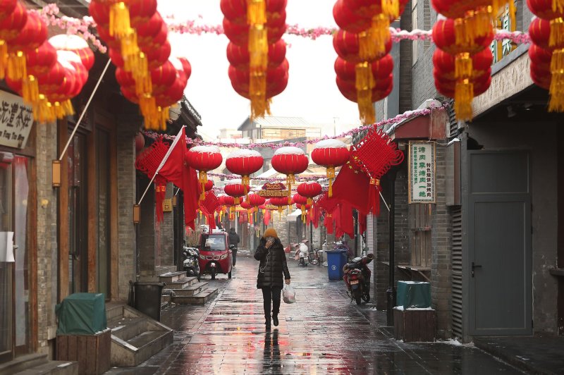 A historical, normally tourist-heavy area is eerily empty as the deadly coronavirus threatens Beijing on Saturday. Photo by Stephen Shaver/UPI