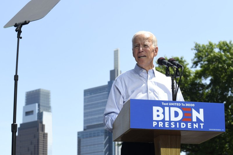 2020 Democratic presidential candidate Joe Biden speaks at a kickoff campaign rally in Philadelphia, Pennsylvania, on May 18. Photo by Mike Theiler/UPI | <a href="/News_Photos/lp/d40902a2410ab7e4bc8a80d267c7c66a/" target="_blank">License Photo</a>
