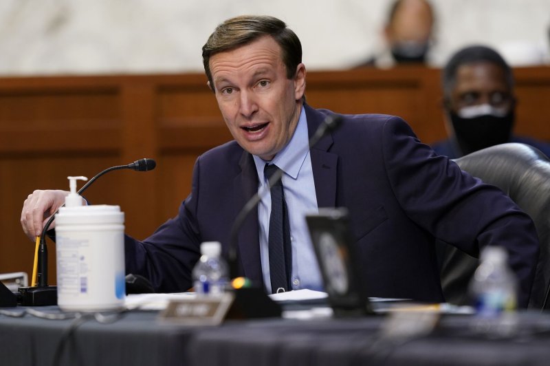 Sen. Chris Murphy, D-Conn., spoke at a press conference and rally Thursday at the Capitol to support anti-gun violence legislation in the wake of the Uvalde Texas mass shooting. Pool File Photo by Susan Walsh/UPI
