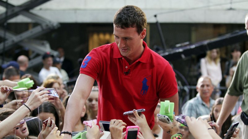 Ryan Lochte meets with fans before Carly Rae Jepsen performs on the NBC Today Show at Rockefeller Center in New York City on August 23, 2012. UPI/John Angelillo