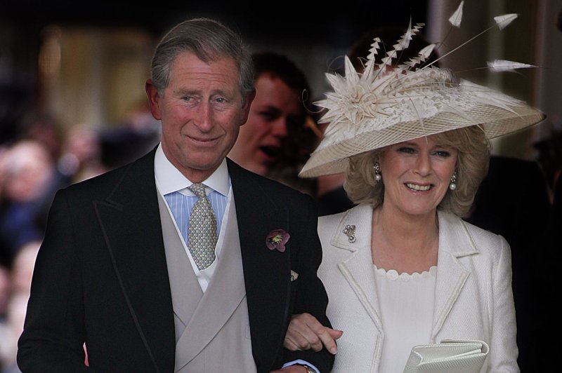 Prince Charles leaves Windsor's Guildhall following his marriage to Camilla Parker Bowles on April 9, 2005. File Photo by Hugo Philpott/UPI