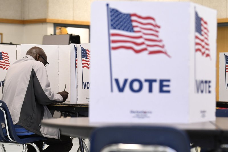 The group urged the upper chamber to act on five active pieces of legislation that aim to bolster security at polling stations. File Photo by Mike Theiler/UPI