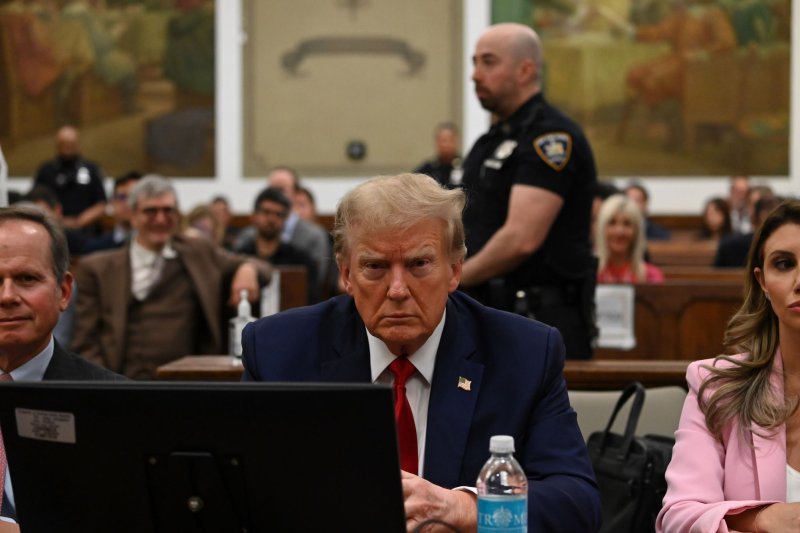 Former President Donald Trump returned to his business fraud trial at the New York State Supreme Court on Thursday. Photo by Louis Lanzano/UPI