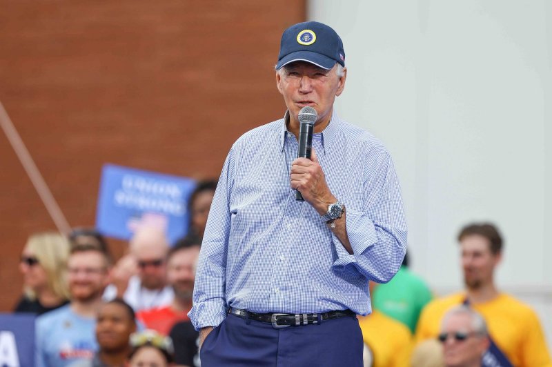 President Joe Biden touted the job-creation and pro-union records of his administration during remarks at the Sheet Metal Workers Local 19 Labor Day rally held Monday in Philadelphia. Photo by Saquan Stimpson/UPI