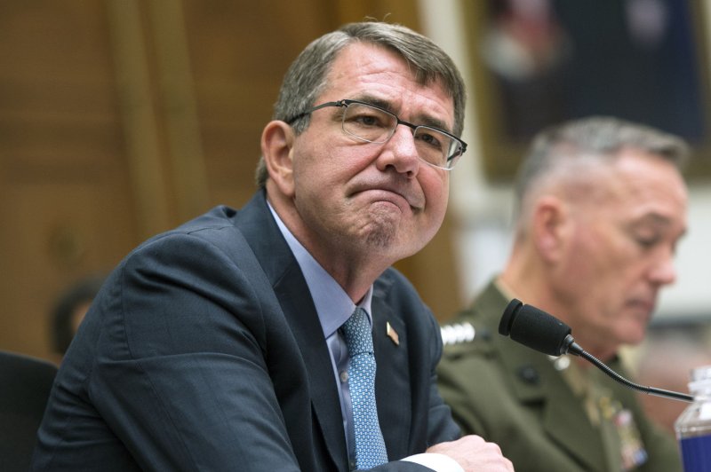 Former Secretary of Defense Ashton Carter died unexpectedly on Monday night at 68. File Photo by Kevin Dietsch/UPI