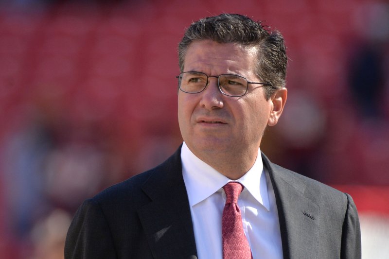 Washington Commanders owner Dan Snyder is seen on the field prior to a game against the San Diego Chargers at FedEx Field in Landover, Md. in&nbsp; 2013. File Photo by Kevin Dietsch/UPI | <a href="/News_Photos/lp/aa8002df0c8bf5b310b0baeaeb8224d8/" target="_blank">License Photo</a>