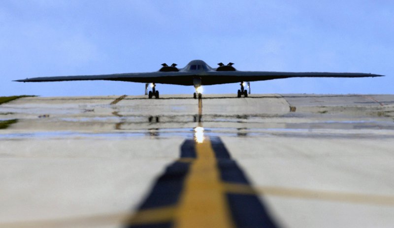 A B2 Spirit Stealth Bomber is pictured at Andersen Air Force Base, Guam on April 25, 2005. Introduced in 1997 the B2 is currently the most modern long range bomber in the U.S. fleet. (UPI Photo/Bennie J. Davis III/U.S. Air Force)