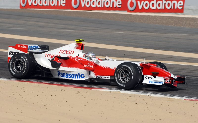 Toyota's Formula One driver Jarno Trulli is shown during practice for a race in 2007. Toyota announced Wednesday it was withdrawing from F1 racing. (UPI Photo/Norbert Schiller)