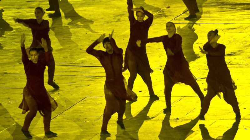 Dancers perform in the segment of the Opening Ceremony at the London 2012 Summer Olympic Games by Akram Kahn and Emeli Sande that was cut from the NBC coverage in the United States. Kahn was "disheartened and disappointed" this tribute to the 2005 London bus and train bombings was not seen in the U.S. UPI/Ron Sachs
