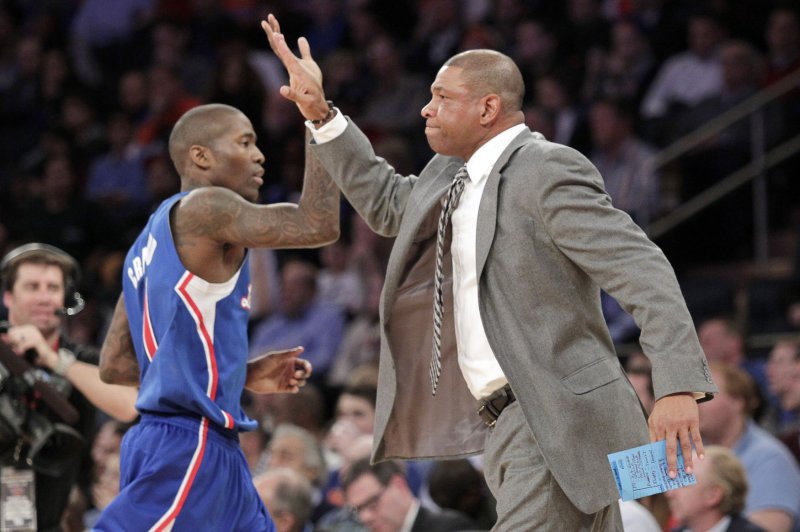 Doc Rivers and Jamal Crawford came off the bench to deliver 17 of his 28 points in the fourth quarter and the Clippers rolled past the Utah Jazz 108-95 on Saturday at Staples Center. File Photo by John Angelillo/UPI | <a href="/News_Photos/lp/6bf3bdf5872c1f51d7b8c84a53727f47/" target="_blank">License Photo</a>