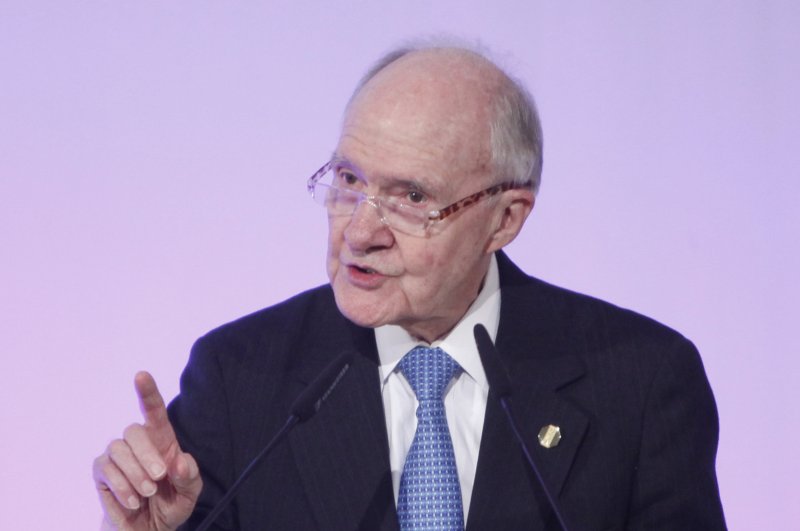 Former U.S. national security adviser Brent Scowcroft addresses the audience during the Freedom Challenge Dinner in Berlin on November 8, 2009. He died Thursday at age 95. File Photo by David Silpa/UPI