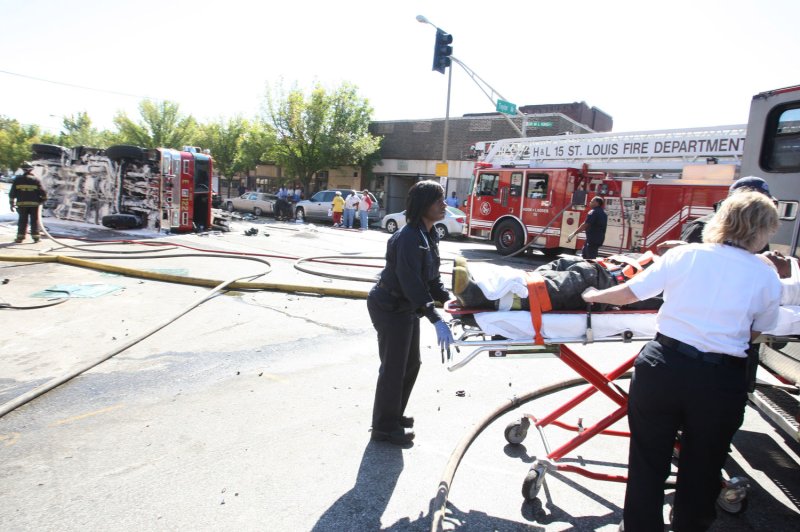 A new study from the University of Waterloo in Ontario, Canada, has found that powered stretchers can significantly reduce the risk of injuries to paramedics than manual stretchers.. Photo by Bill Greenblatt/UPI