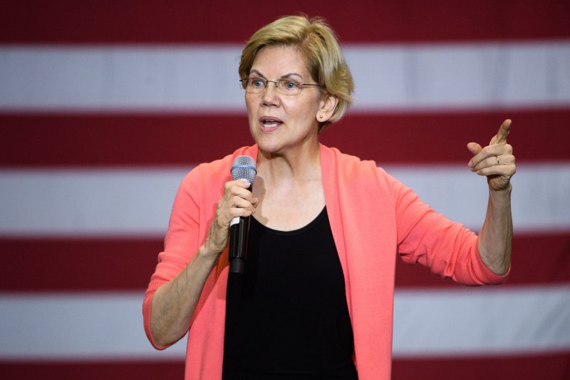 Democratic presidential candidate Sen. Elizabeth Warren, D-Mass., speaks at a town hall at Florida International University in Miami on Tuesday. Photo by Kevin Dietsch/UPI | <a href="/News_Photos/lp/8b9d253b71a0937c59fbd1e967fd58bb/" target="_blank">License Photo</a>