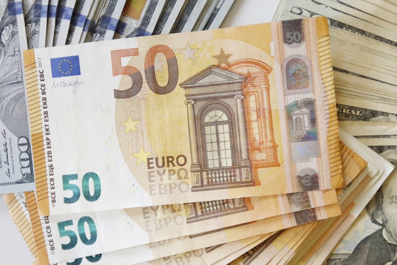 The euro fell to $1.0003 Tuesday, putting it essentially on a par with the U.S. dollar for the first time in nearly two decades. File Photo by John Angelillo/UPI