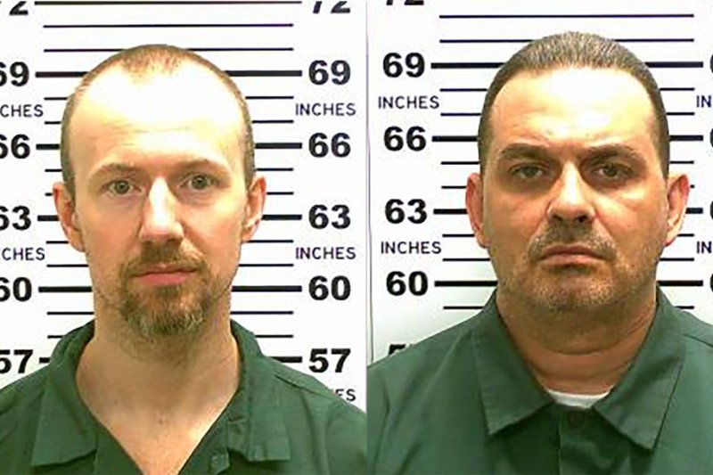 In this composite handout from New York State Police, convicted murderers David Sweat, left, and Richard Matt are shown. Matt, 48, and Sweat, 34, escaped from the Clinton Correctional Facility in Dannemora, N.Y. on Saturday, using power tools to cut through steel walls and pipes. Photo courtesy of New York State Police/UPI