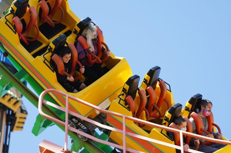 Aug. 16 is celebrated as National Roller Coaster Day, a time for Americans to celebrate the amusements parks that often provide the family fun of the summer. File Photo by Bill Greenblatt/UPI | <a href="/News_Photos/lp/dfa99a0d468492c7e326ac19be4c3605/" target="_blank">License Photo</a>