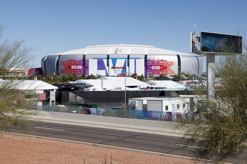 State Farm Stadium will serve as the site for Super Bowl LVII on Sunday in Glendale, Ariz. Photo by John Angelillo/UPI