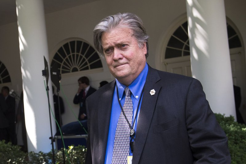 Steve Bannon, former White House chief strategist for former President Donald Trump, could face prosecution by the Justice Department. File Photo by Kevin Dietsch/UPI