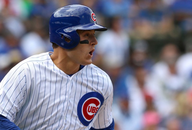 Anthony Rizzo and the Chicago Cubs rocked the Philadelphia Phillies on Saturday. Photo by Aaron Josefczyk/UPI