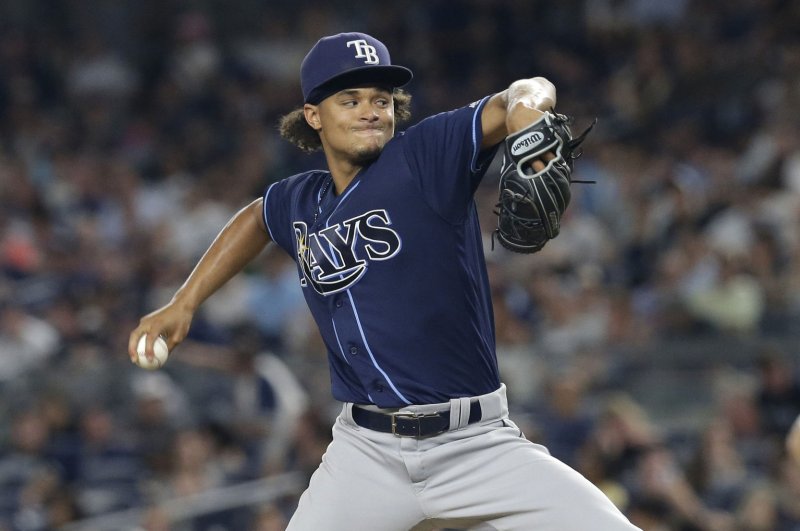 Tampa Bay Rays starting pitcher Chris Archer throws a pitch in the 3rd inning. File photo by John Angelillo/UPI