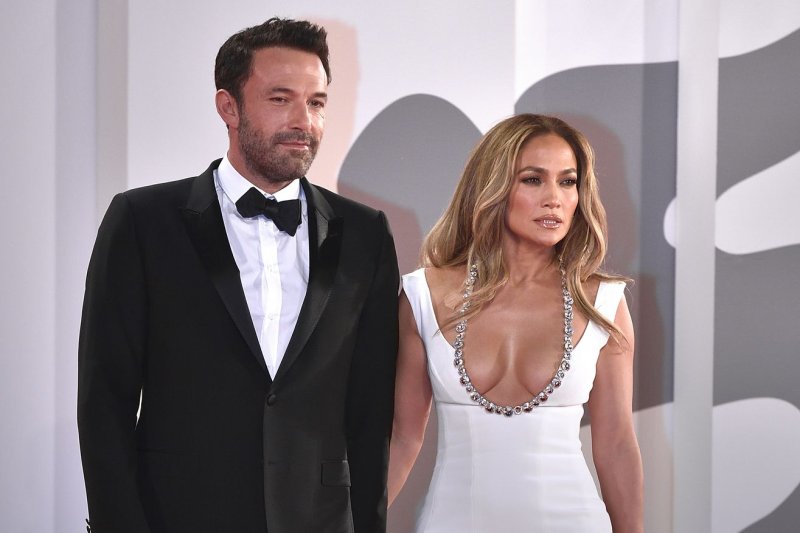 Ben Affleck (L), and his girlfriend, Jennifer Lopez, attend a screening of "The Last Duel" during the 78th Venice International Film Festival on September 10. Affleck talked about his recent interview with Howard Stern on "Kimmel." File Photo by Rocco Spaziani/UPI