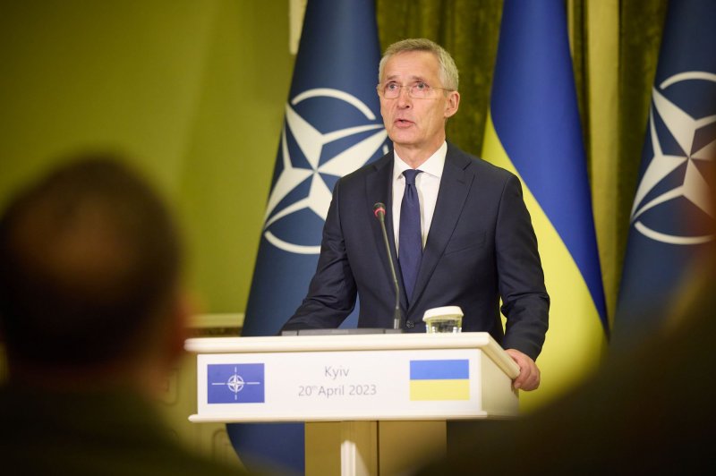 Newly delivered military vehicles will be used to provide urgent support to Ukrainian troops on the battlefield, NATO Secretary General Jens Stoltenberg said. Photo by Ukrainian President Press Office/UPI