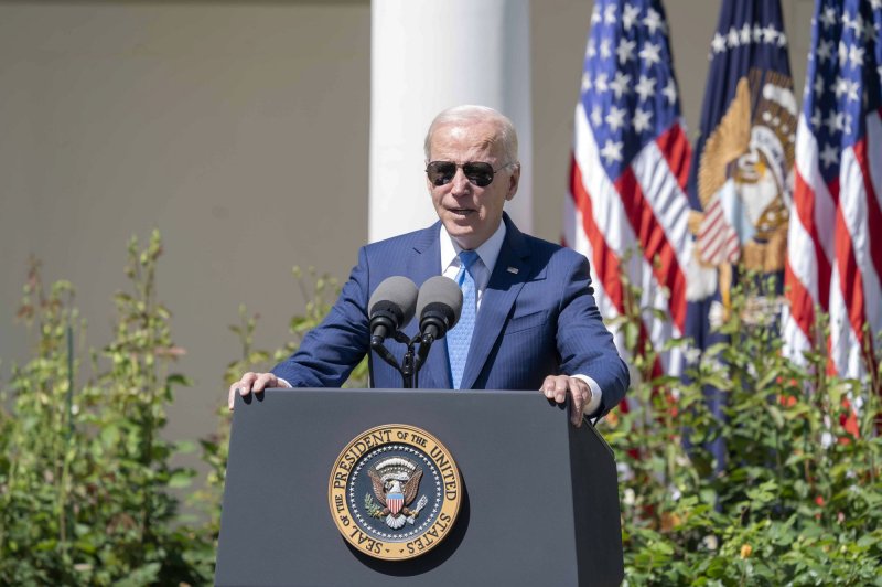 Speaking from the Rose Garden at the White House on Tuesday, President Joe Biden issued a series of sweeping executive actions aimed at improving care for young children, the elderly and people with disabilities. Photo by Bonnie Cash/UPI