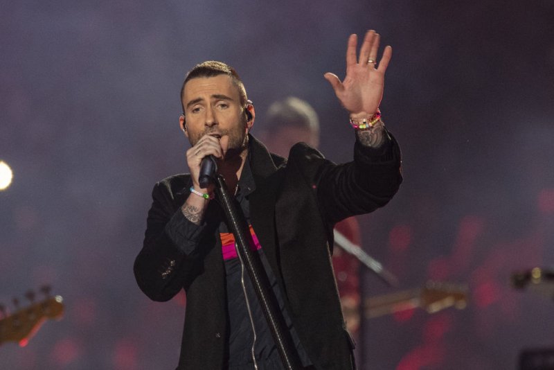 Adam Levine and Maroon 5 perform during the Pepsi Super Bowl LIII Halftime Show on February 3, 2019. The band has earned a diamond certification for their song "Girls Like You" featuring Cardi B. File Photo by Tasos Katopodis/UPI | <a href="/News_Photos/lp/39960d8935cd2f61f6f3303d49382063/" target="_blank">License Photo</a>