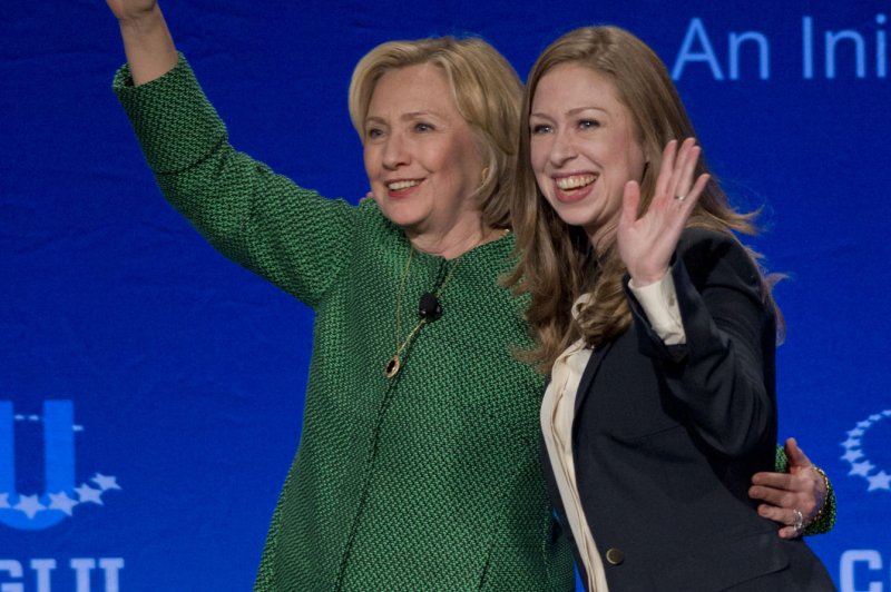Hillary Clinton (L) and Chelsea Clinton will interview Kim Kardashian, Megan Thee Stallion, Goldie Hawn and other women in the Apple TV+ series "Gutsy." File Photo by Gary I. Rothstein/UPI