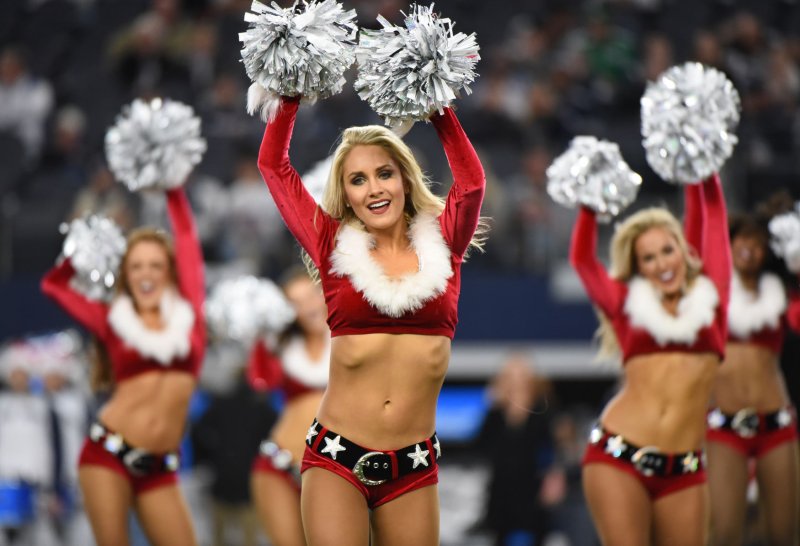 The Dallas Cowboys cheerleaders get a bye week with the team facing the Minnesota Vikings in Minneapolis on Thursday night. Photo by Ian Halperin/UPI | <a href="/News_Photos/lp/5a462c169e0de75e619af81ea994fdaa/" target="_blank">License Photo</a>