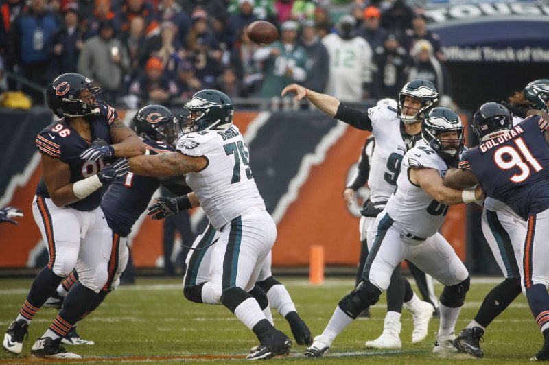 Philadelphia Eagles guard Brandon Brooks (79) is expected to miss the entire 2020 season after he tore his Achilles as he rehabbed at the team's training facility. File Photo by Kamil Krzaczynski/UPI | <a href="/News_Photos/lp/e191ed6c1ae2cc9a65479303296f1e2c/" target="_blank">License Photo</a>