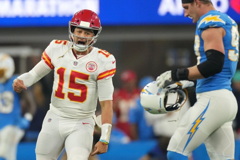 Kansas City Chiefs quarterback Patrick Mahomes won AFC Offensive Player of the Week honors in Week 1 and Week 4. File Photo by Jon SooHoo/UPI | <a href="/News_Photos/lp/c5ef04573f20cfe55f79d93c265f3047/" target="_blank">License Photo</a>