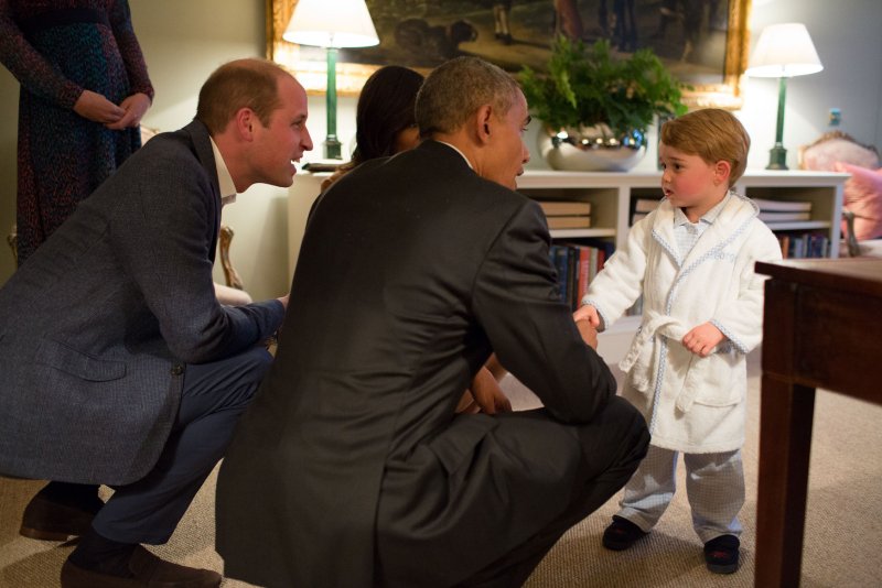 Obama meets 2-year-old Prince George after tending to business in Britain