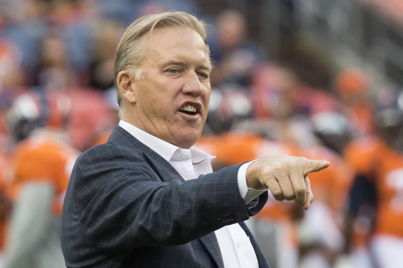 Denver Broncos executive Vice-President and General Manager John Elway. (FILE PHOTO) Photo by Gary C. Caskey/UPI | <a href="/News_Photos/lp/a157713d74400e031167909d39ac5b4e/" target="_blank">License Photo</a>