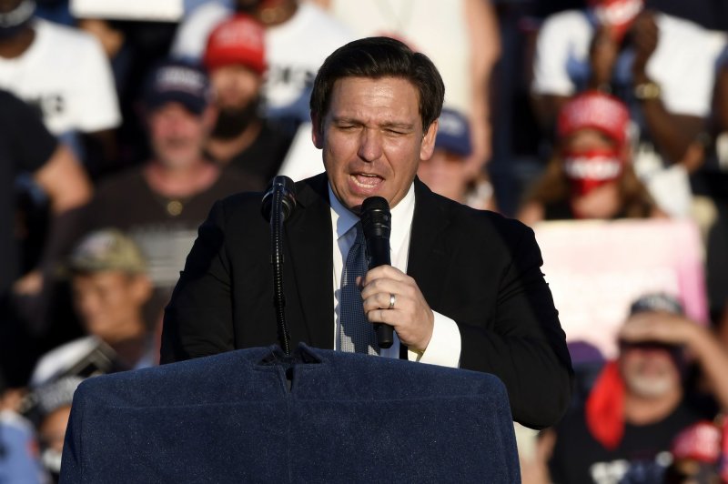 "We worked very hard, particularly since this summer, to jettison those types of policies and we focused on lifting people up," Florida Gov. Ron DeSantis said Monday. File Photo by Joe Marino/UPI