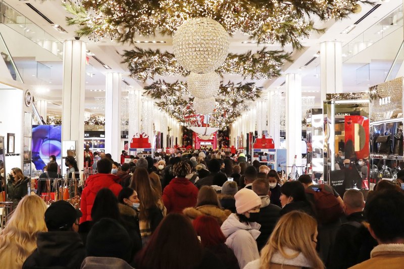 Shoppers walk through Macy's in Herald Square on Black Friday in New York City.&nbsp; Photo by John Angelillo/UPI
