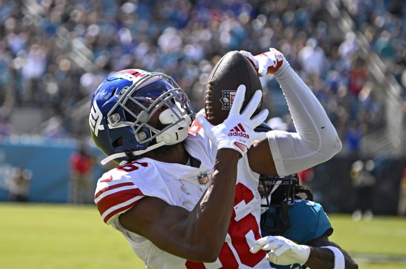 New York Giants wide receiver Darius Slayton can be used this week as a fantasy football WR2/WR3. File Photo by Joe Marino/UPI