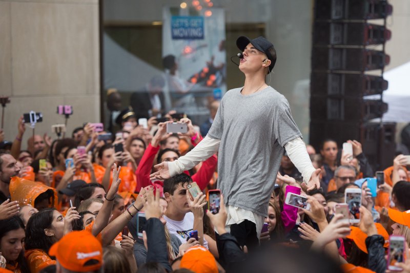 Justin Bieber performs on the NBC Today Show at Rockefeller Center in New York City on Sept.10, 2015. Photo by Andrea Hanks/UPI