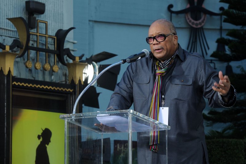 Record producer Quincy Jones makes comments about the late pop star Michael Jackson during a hand & footprint ceremony at Grauman's Chinese Theatre in the Hollywood section of Los Angeles on January 26, 2012. UPI/Jim Ruymen