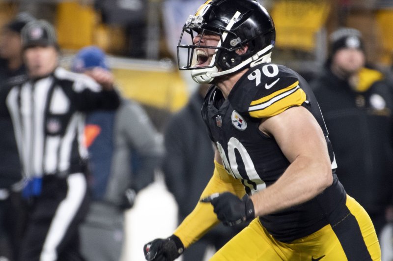 Pittsburgh Steelers outside linebacker T.J. Watt (pictured) tied Michael Strahan's record-setting sack total from 2001 in a win over the Baltimore Ravens on Sunday in Baltimore. File Photo by Archie Carpenter/UPI