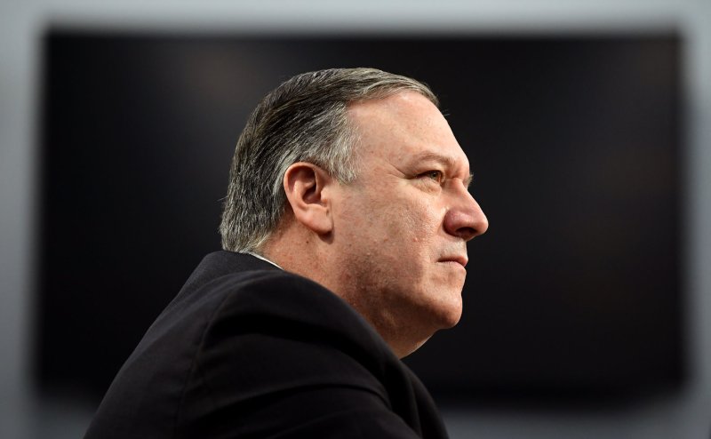 Secretary of State Mike Pompeo said President Donald Trump does not want war with Iran but the United States will defend its interests and the interests of its allies. Photo by Kevin Dietsch/UPI