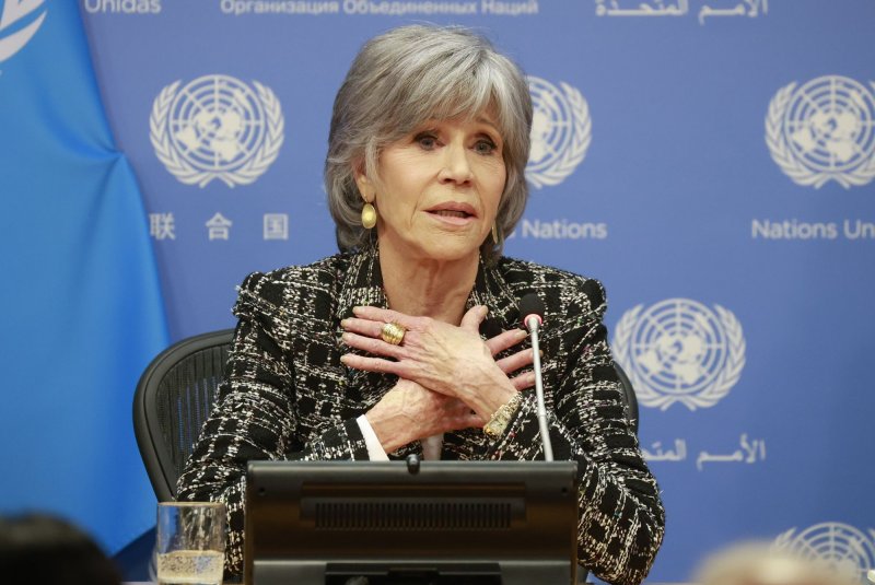 Jane Fonda speaks at a panel related to the UN High Seas Treaty at the United Nations on Tuesday in New York City. A new round of negotiations launched Monday. Photo by John Angelillo/UPI