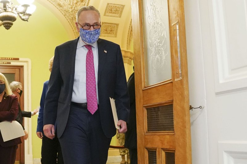 Senate majority leader Chuck Schumer is seen at the U.S. Capitol in Washington, D.C., on January 26. Photo by Leigh Vogel/UPI