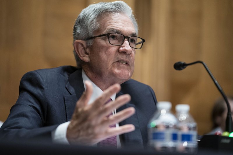 Federal Reserve Chairman Jerome Powell testifies before the Senate Committee on Banking, Housing, and Urban Affairs on July 15. Photo by Sarah Silbiger/UPI