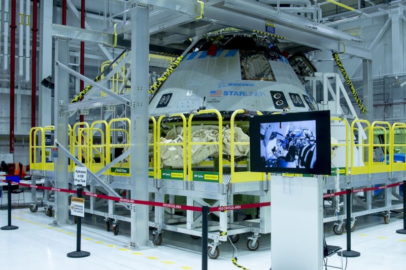 The Boeing Starliner spacecraft was returned to Kennedy Space Center in Florida for refurbishment. File Photo by Joe Marino/UPI | <a href="/News_Photos/lp/becd35d9063f870efb509c1270eb6d56/" target="_blank">License Photo</a>